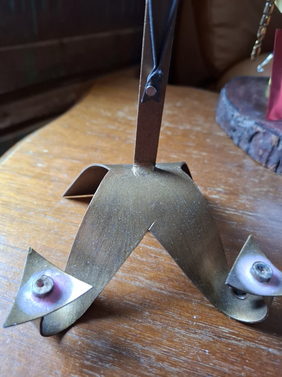Mid-Century Modern Brutalist Tabletop Crucifix & Candle Holder – 1960s Studio Craft – Sculpture, Metal, Brass (photo 3 of 8)