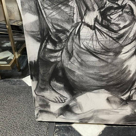 Denis Matemo, Scène de Marché, Fusain sur Toile, 2016 – Peintures et dessins, Canvas (photo 2 of 17)