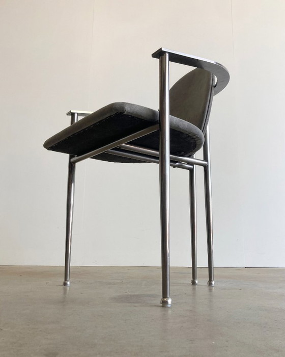 Image 1 of 8x Vintage Belgo Chrom Stoelen Memphis Stijl