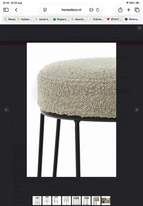 4x Light & Living - ALICE Bouclé Barhocker, perfekter Zustand – Metal, Textile (photo 5 of 5)
