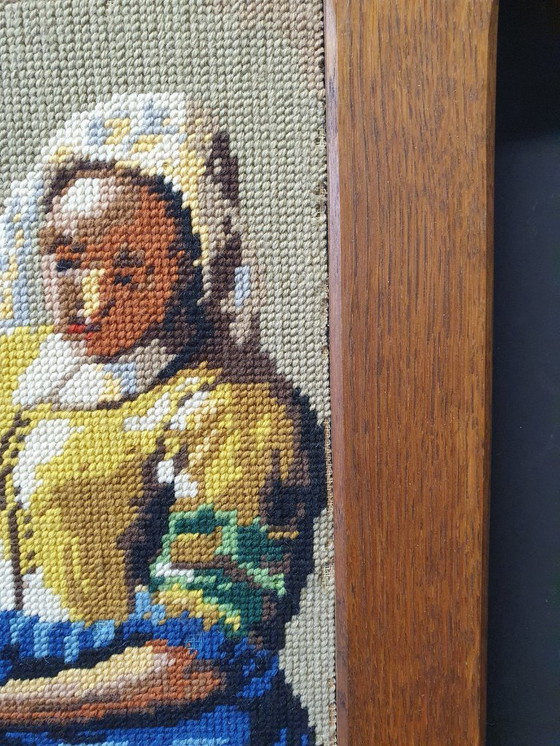 Image 1 of 2233 Vintage embroidery The Milkmaid by Vermeer