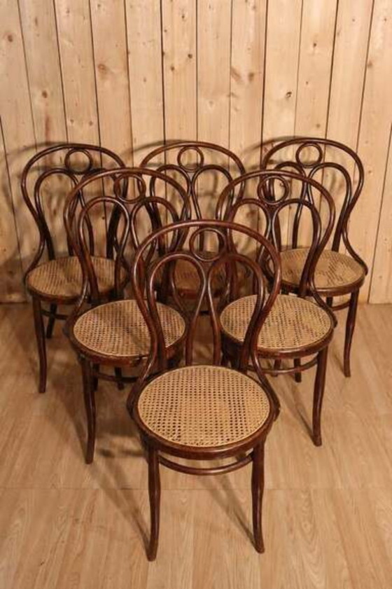 Image 1 of Set aus 6 Hofmann Bistrostühlen, Modell Engelsflügel