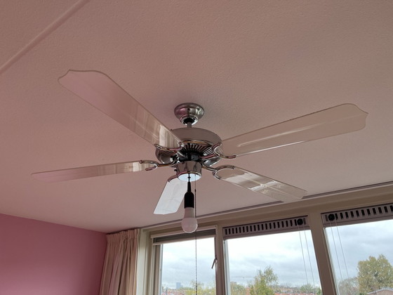 Image 1 of Ventilateur de plafond chromé, 3 positions, 2 directions