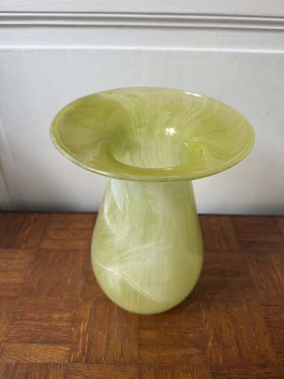Image 1 of Yellow glass vase, hand-painted cold