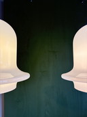 Set Raak B-1164 Uhrlampe Glockenlampe Opalglas