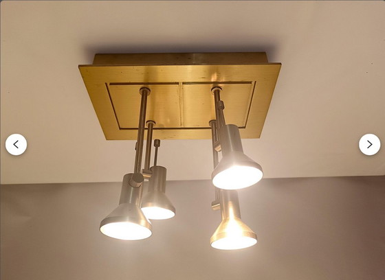 Image 1 of Ceiling Light, Table lamp, Postmodern, Mid Century Modern, Sische-Germany attr, Flush Mount, Satined Brass, multi-directional, r