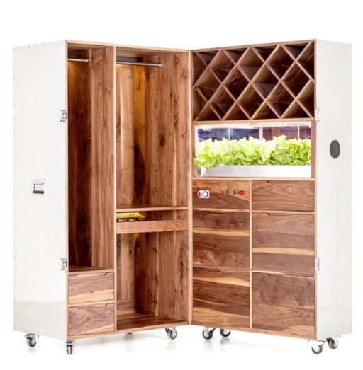 Naihan Li – Seltener Hydroponischer Kleiderschrank, Nussbaum & Edelstahl – Lane Crawford Crates, 2014