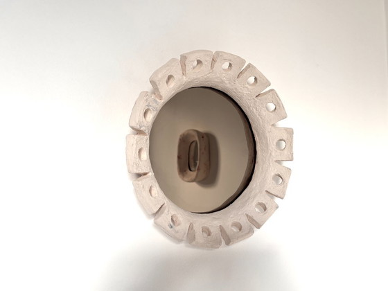 Image 1 of French contemporary ceramic mirror, "Fiore" by Renzo Maar