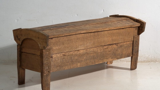 Panca contenitore primitiva antica in legno – Transilvania, circa 1850 – Panche, Rustic (photo 3 of 40)