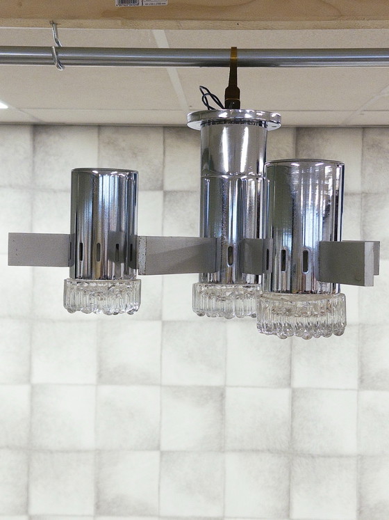 Plafondlamp van Gaetano Sciolari, Plafondlampen, Chroom, Glas, Zilver (foto 3 van 10)