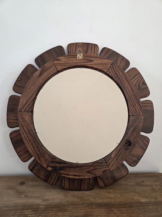 Image 1 of Brutalistische ronde spiegel, jaren 70