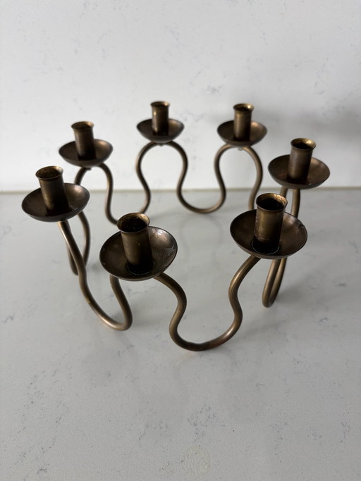 Portavelas vintage de latón Lars Holmström, Arvika, 1950