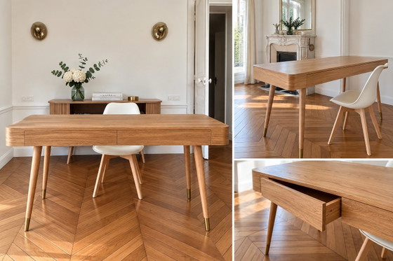 2 Scrivanie NV Gallery Vinyle – legno naturale e metallo dorato – 140 cm – Wood (photo 2 of 5)