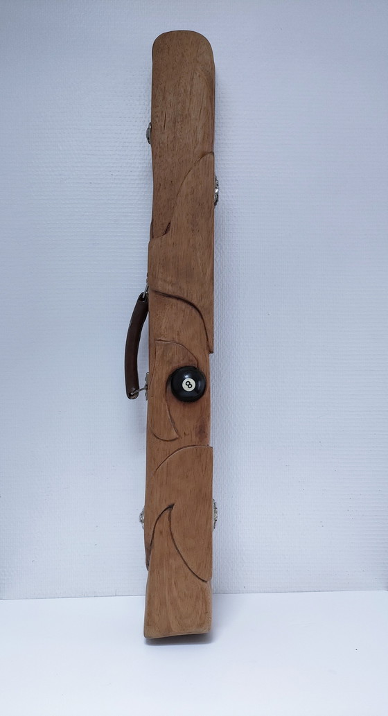 Image 1 of boîte bois queue billard sculpturale