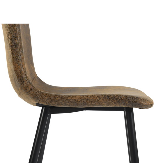 Image 1 of 4x Urban Meuble Manger Chaises Vintage Marron Suède Pied Noir