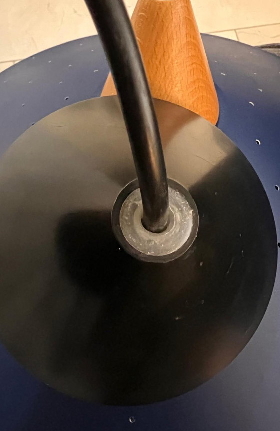 Image 1 of Herda B.V. hanglamp – jaren ’60/’70 – staal, massief hout – uitzonderlijke staat