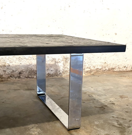 Studio Draenert oil shale slate stone brutalist coffee table 