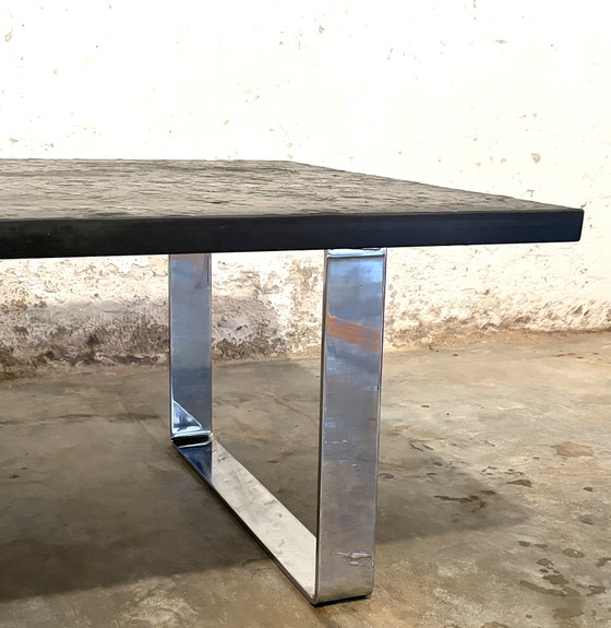 Image 1 of Studio Draenert oil shale slate stone brutalist coffee table 