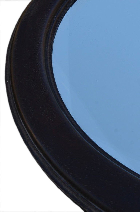 Ronde spiegel van massief eikenhout, afgeschuind, beschadigd, diameter 56 cm – Glass, Wood (photo 3 of 6)