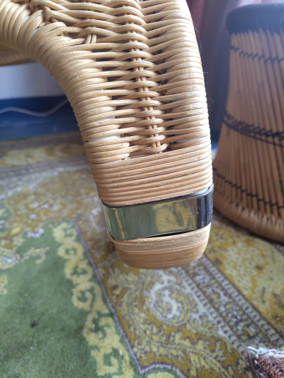Image 1 of Sedia a dondolo vintage in rattan