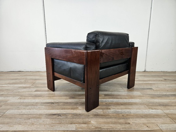 Zwarte Leren Fauteuil met Houten Frame, Gavina, Leer, Mid Century Modern (foto 3 van 10)