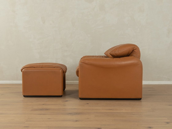 Image 1 of 675 MARALUNGA fauteuil & poef, Vico Magistretti, Cassina, jaren 70, Vintage