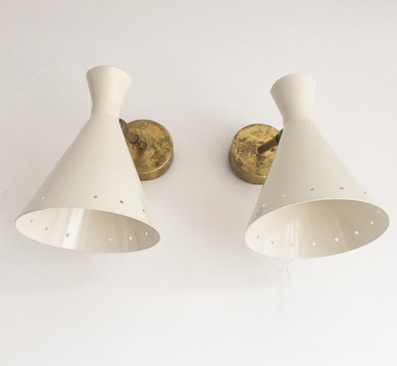 Coppia di applique da parete di design italiano degli anni '50. – Metal (photo 5 of 12)