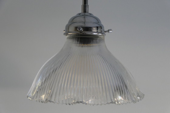 Image 1 of Lampes pendantes en plexiglas transparent strié Holophane