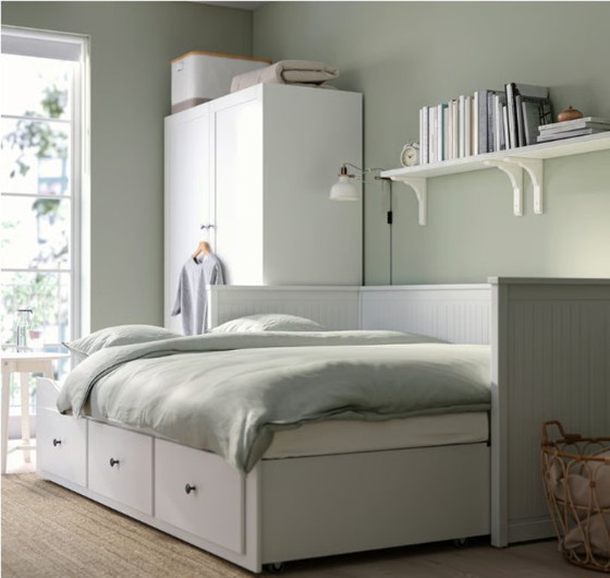 Image 1 of Canapé-lit gigogne Hemnes avec matelas à ressorts ensachés pour lit double