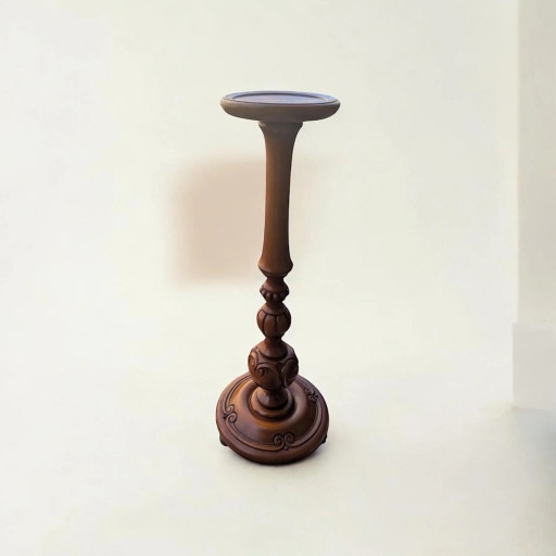 ¡Raro! Mesa para plantas vintage de madera dura, brillante – Torneada a mano y adornada – Para jarrones, bonsáis, decoración, si