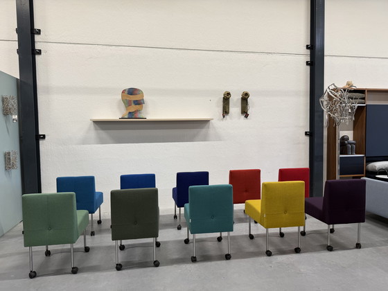 Image 1 of 10 Gelderland 7714 Button sedie su ruote Sedia di design in tessuto