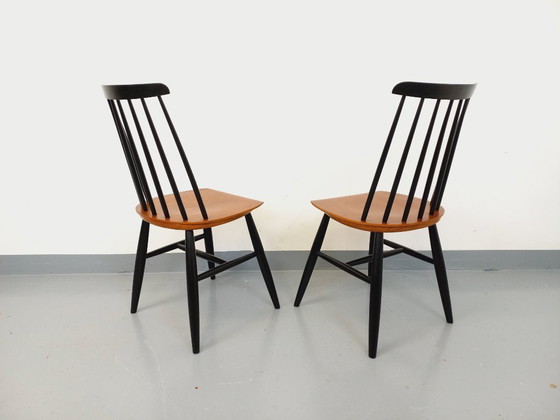 Image 1 of Paire de chaises scandinaves vintage Fanett par Ilmari Tapiovaara en teck et bois noir des années 50 60