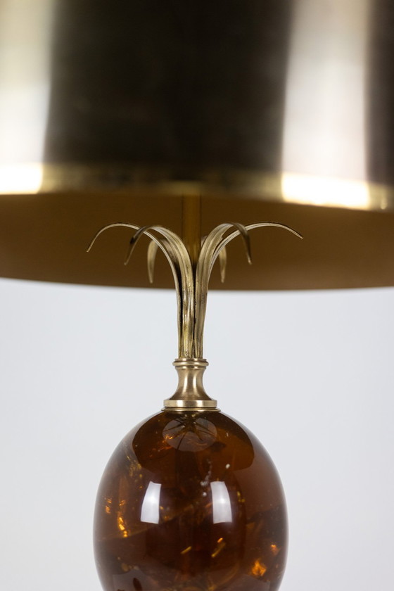 Image 1 of Maison Charles: Lampada a forma di uovo in resina frattale e bronzo, circa 1970