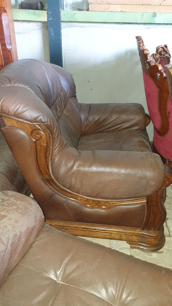 Image 1 of 2+1+1 seduta in rovere, pelle