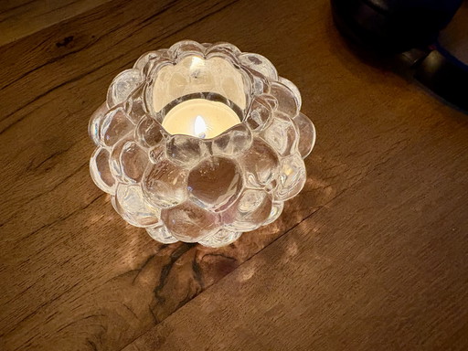 Crystal Orrefors Raspberry tealight holder, designed by Anne Nilsson
