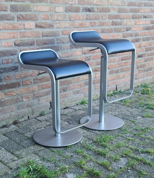 2x Lapalma LEM bar stools black leather