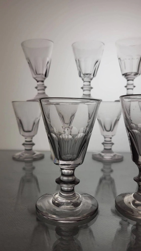9 Wein Gläser im Caton / Baccarat Stil aus dem 19. Jahrhundert – Gläser & Karaffe, Crystal, Glass (photo 3 of 6)