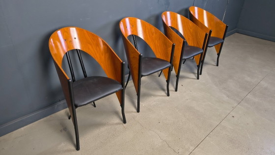 Image 1 of Sillas de comedor españolas posmodernas, años 80 - juego de 4