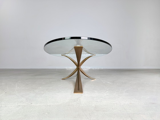 Image 1 of Original vintage coffee table Michel Mangematin bronze glass 1960s