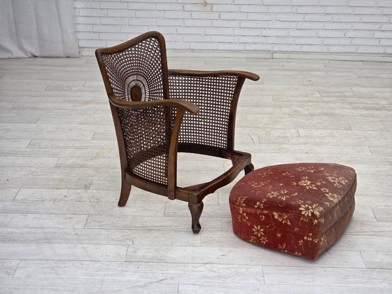 Image 1 of Poltrona danese, anni '50, velluto rosa salmone, rete metallica.