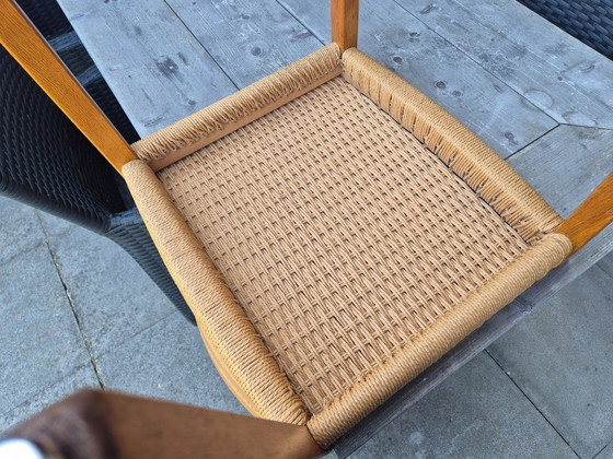 Image 1 of 4 Stuks J.L. Møller Model 401 eikenhouten eetkamerstoelen met papercord zitting