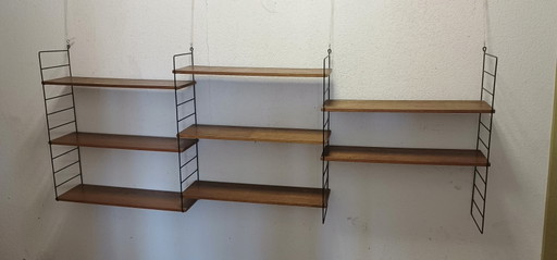 Large 1950s Wall Rack With 8 Shelves – wandkast, Metal, Wood (photo 2 of 8)