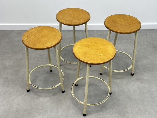 4 sgabelli da officina industriali vintage