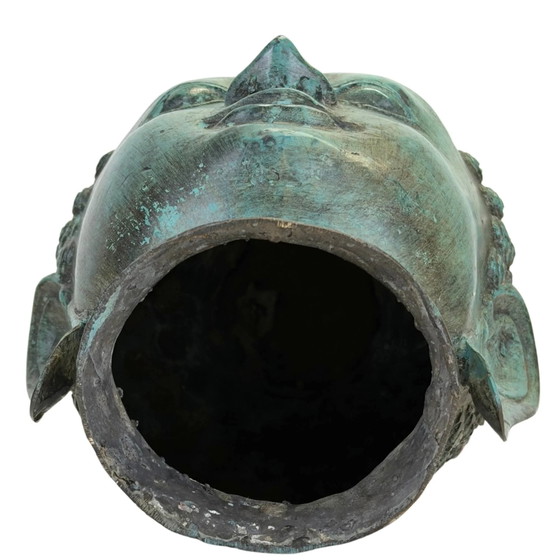 Cabeza de Buda de bronce patinado turquesa – Estilo Thai U Thong 26.5 cm – Esculturas, Bronze (photo 9 of 9)