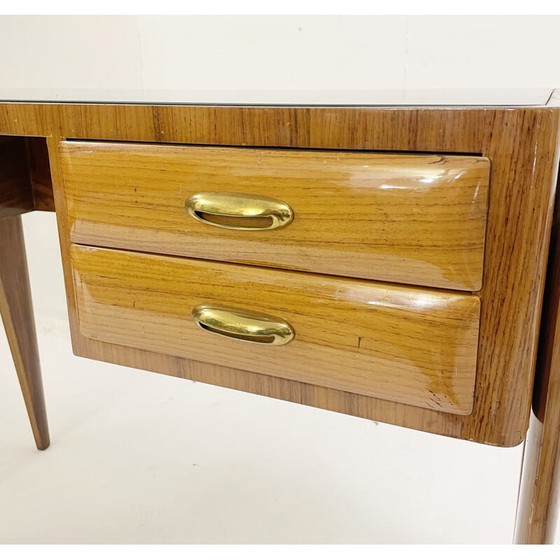 Image 1 of Vintage desk in wood and brass, Italy 1950s