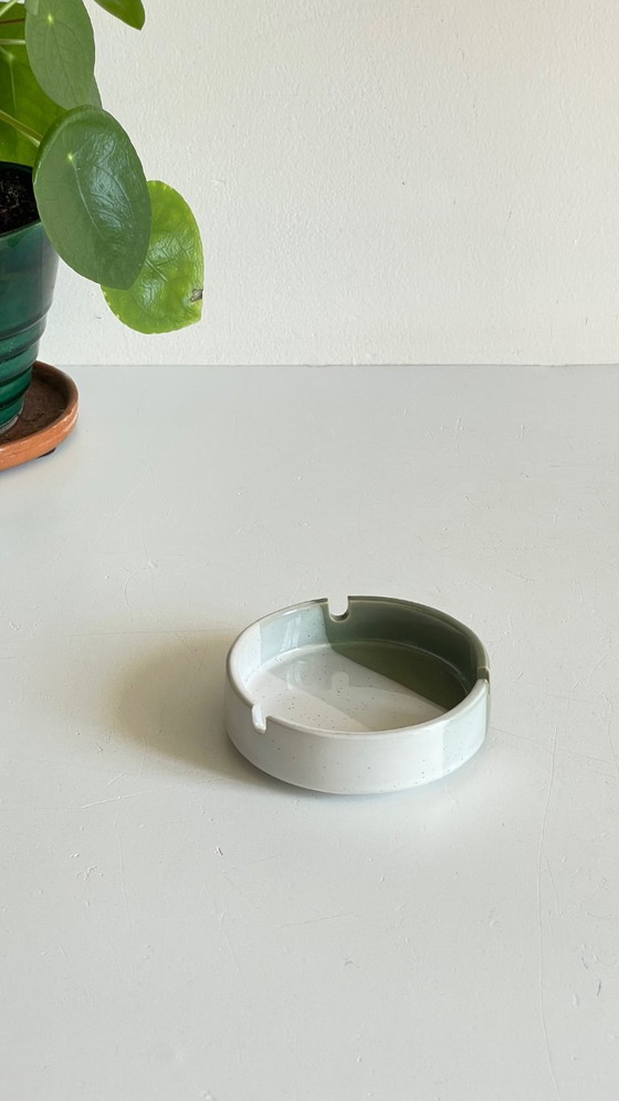 Image 1 of Striped stoneware ashtray, 1980s