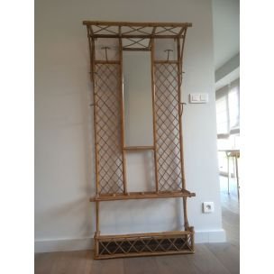 Image 1 of French vintage coat rack in rattan, 1970