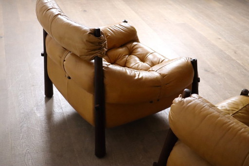 Fauteuils lounge Percival Lafer MP-81 en cuir jaune, Brésil, années 1970