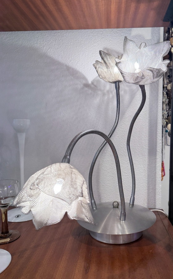 Harco Loor - Dutch Design - Lampe de table florale postmoderne à 3 lumières en acier inoxydable, Métal, Gris (photo 3 sur 9)