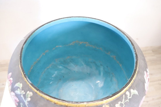 Image 1 of Vaas van keramiek met bloemendecor, Italië, jaren 1980